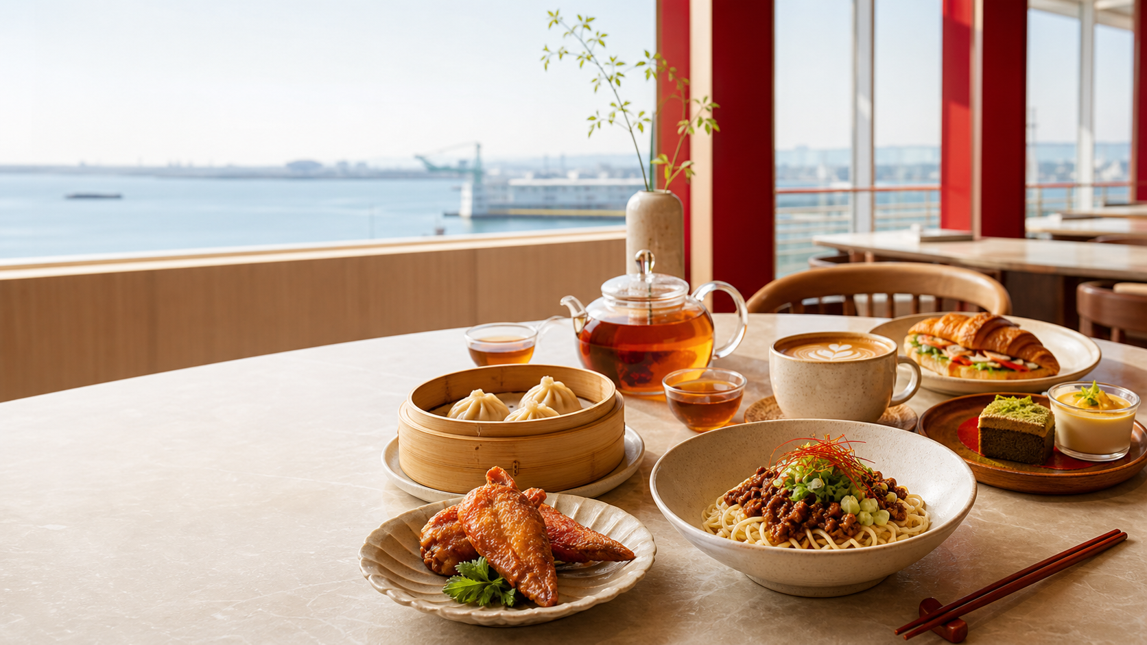 茶飲、咖啡、主食與茶食共同構成的大阪餐飲店籌備概念視覺
